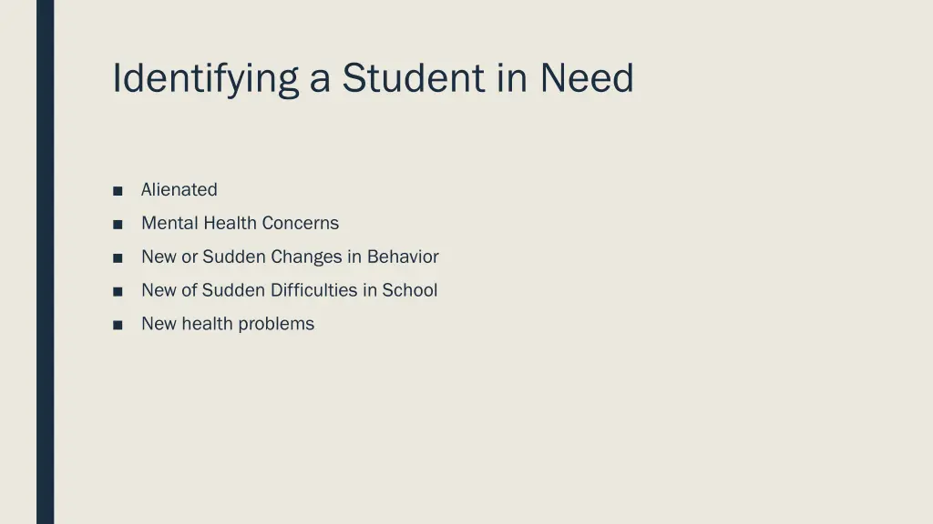 identifying a student in need