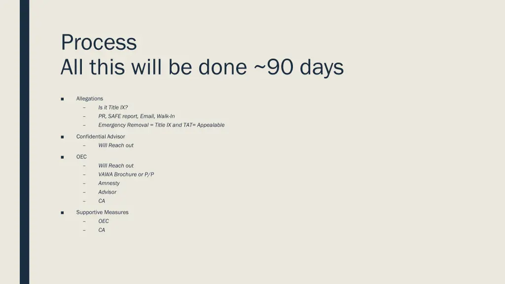 process all this will be done 90 days