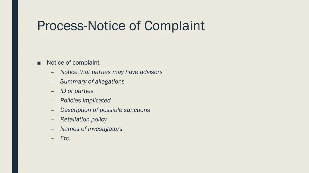 process notice of complaint