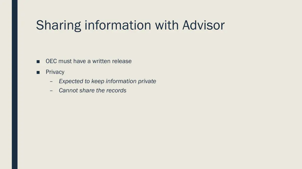 sharing information with advisor