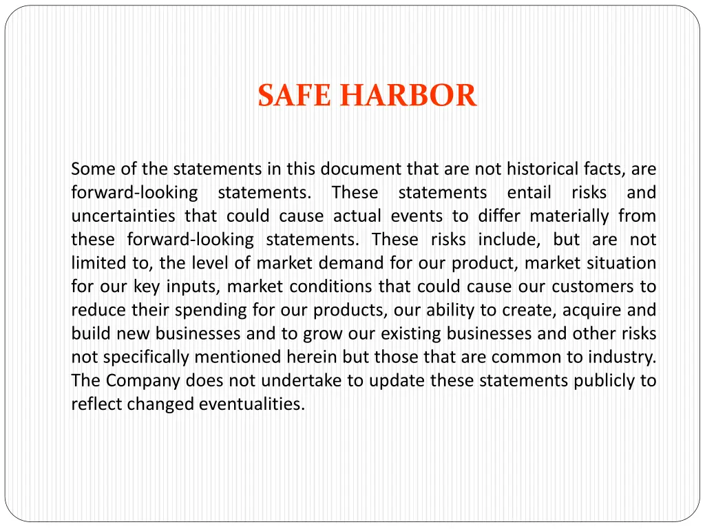 safe harbor