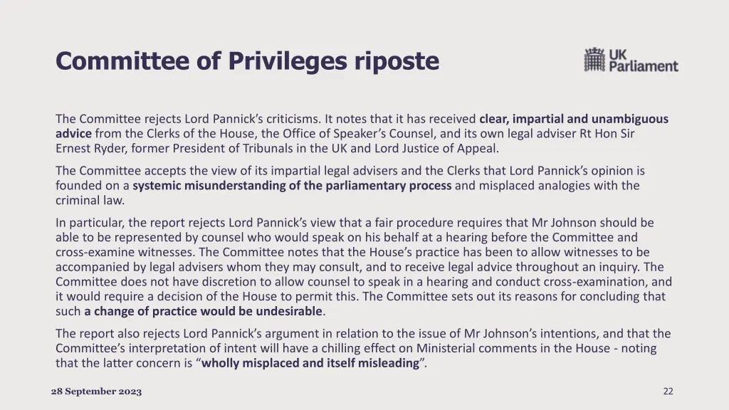 committee of privileges riposte