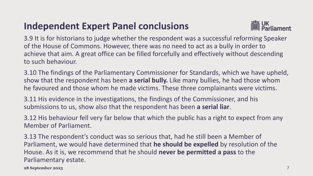 independent expert panel conclusions