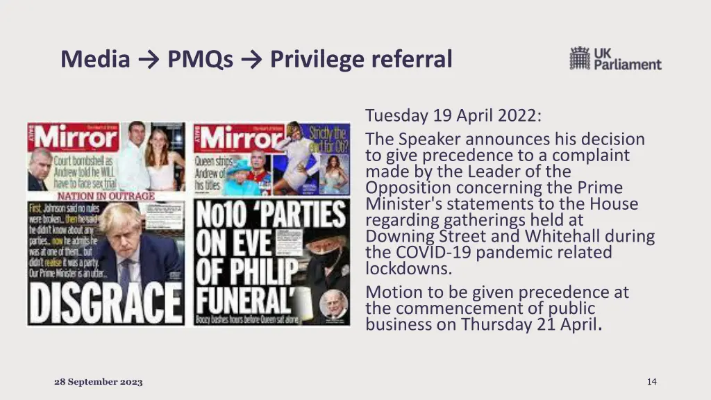 media pmqs privilege referral