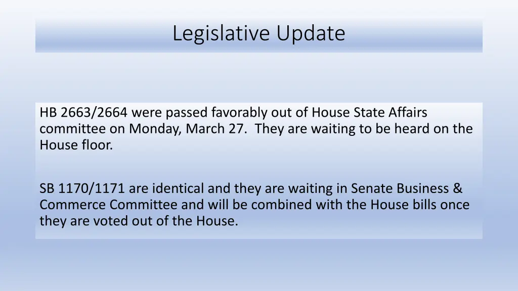 legislative update