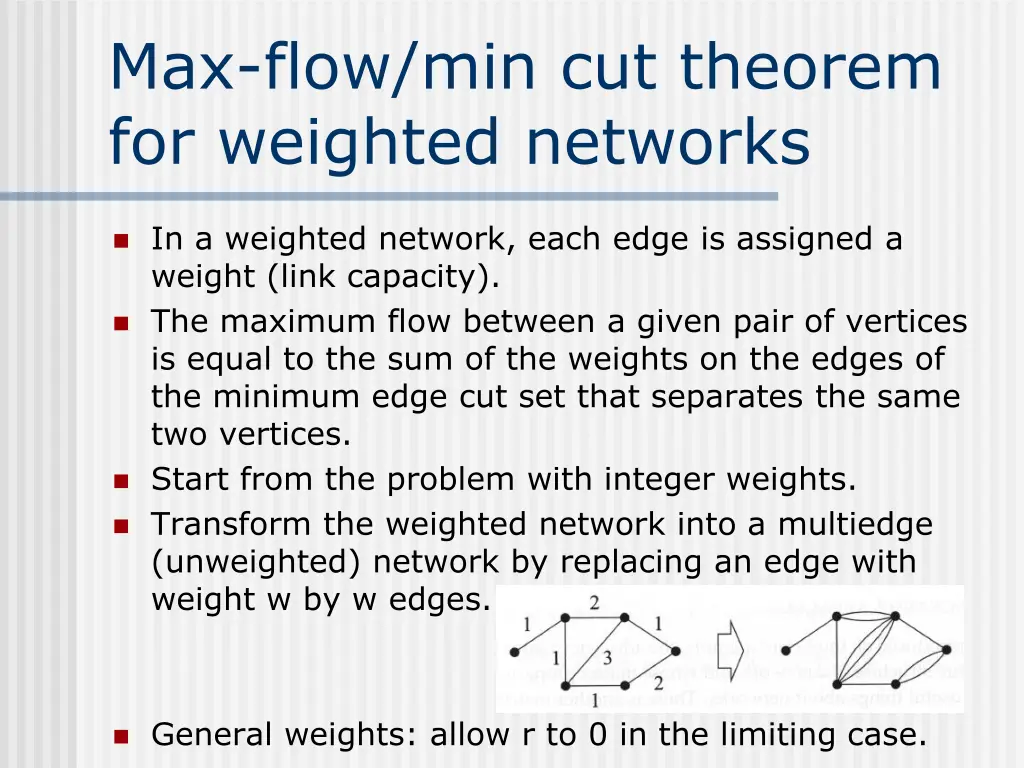 max flow min cut theorem for weighted networks