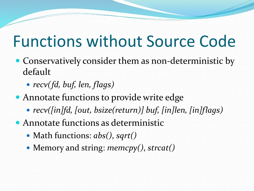 functions without source code