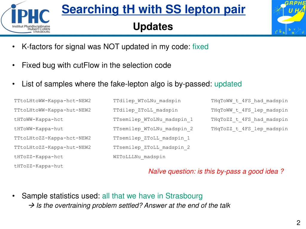 searching th with ss lepton pair 1