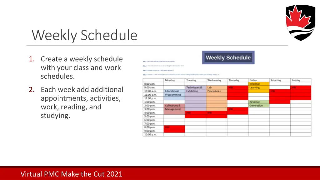 weekly schedule