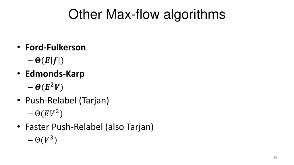 other max flow algorithms