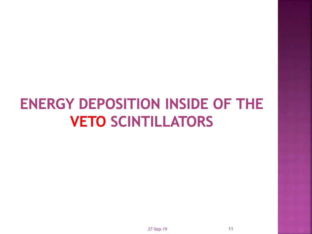 energy deposition inside of the veto scintillators