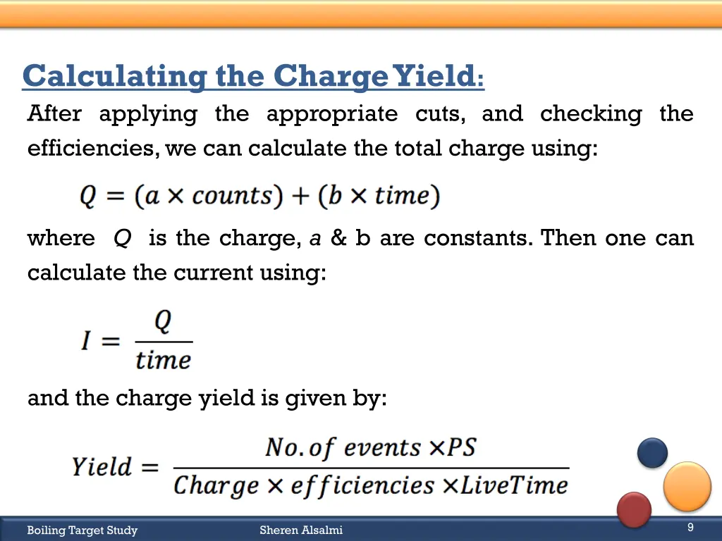 calculating the charge yield after applying