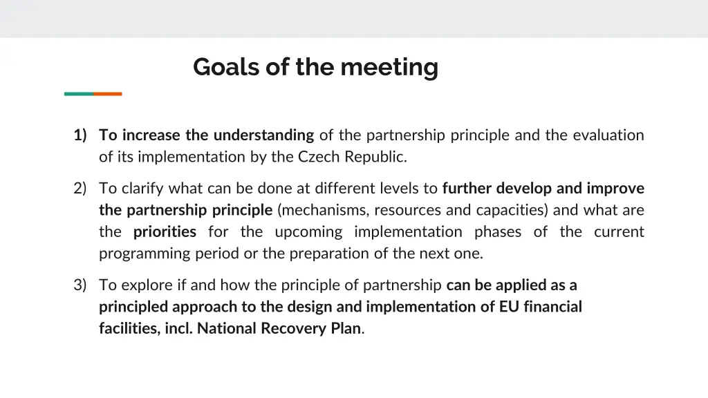 goals of the meeting