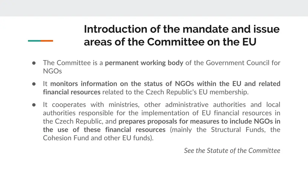 introduction of the mandate and issue areas