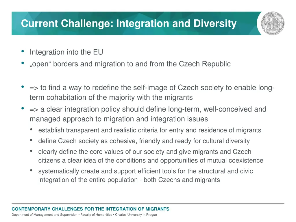 current challenge integration and diversity