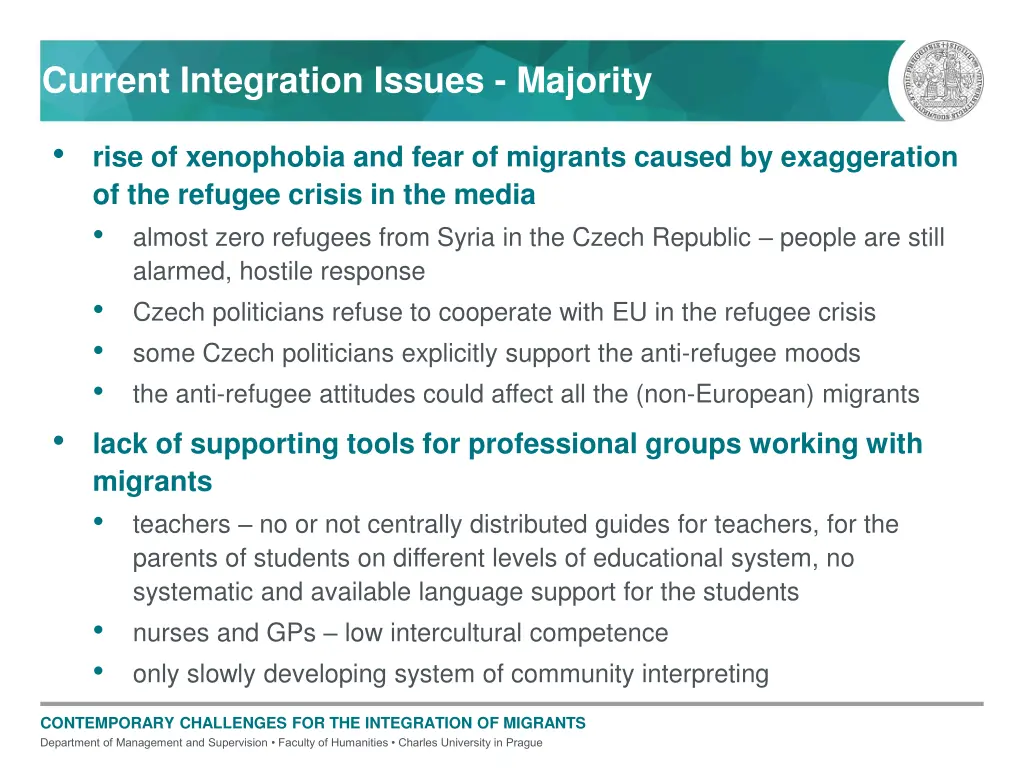 current integration issues majority