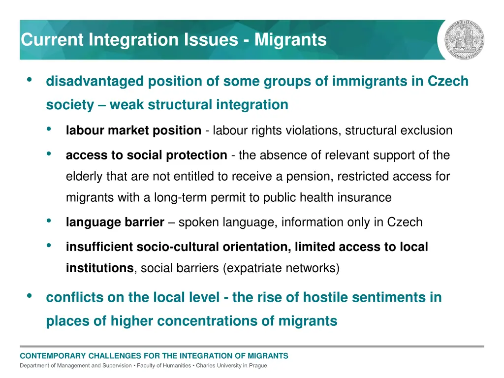 current integration issues migrants