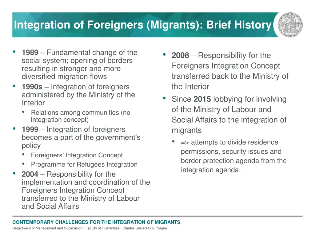 integration of foreigners migrants brief history