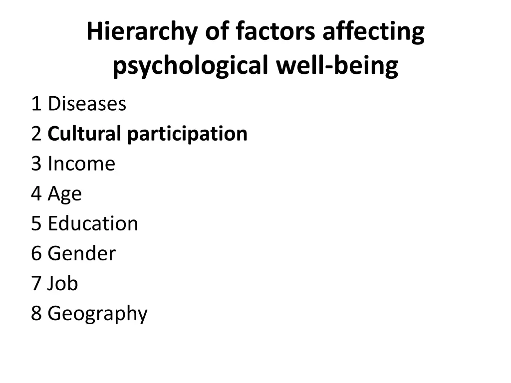 hierarchy of factors affecting psychological well