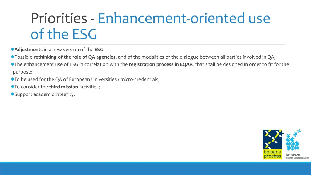 priorities enhancement oriented use of the esg 1