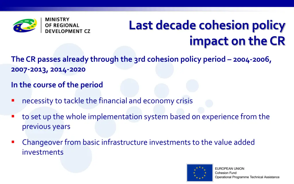 last decade cohesion policy impact on the cr