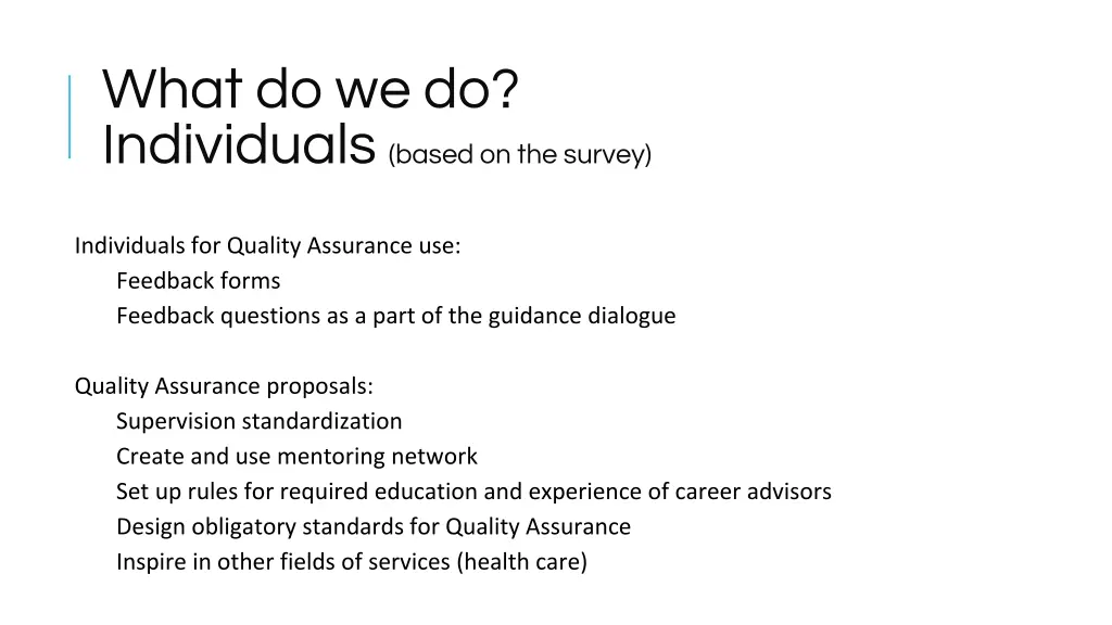 what do we do individuals based on the survey