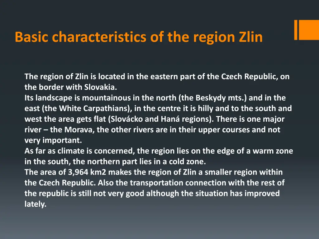 basic characteristics of the region zlin