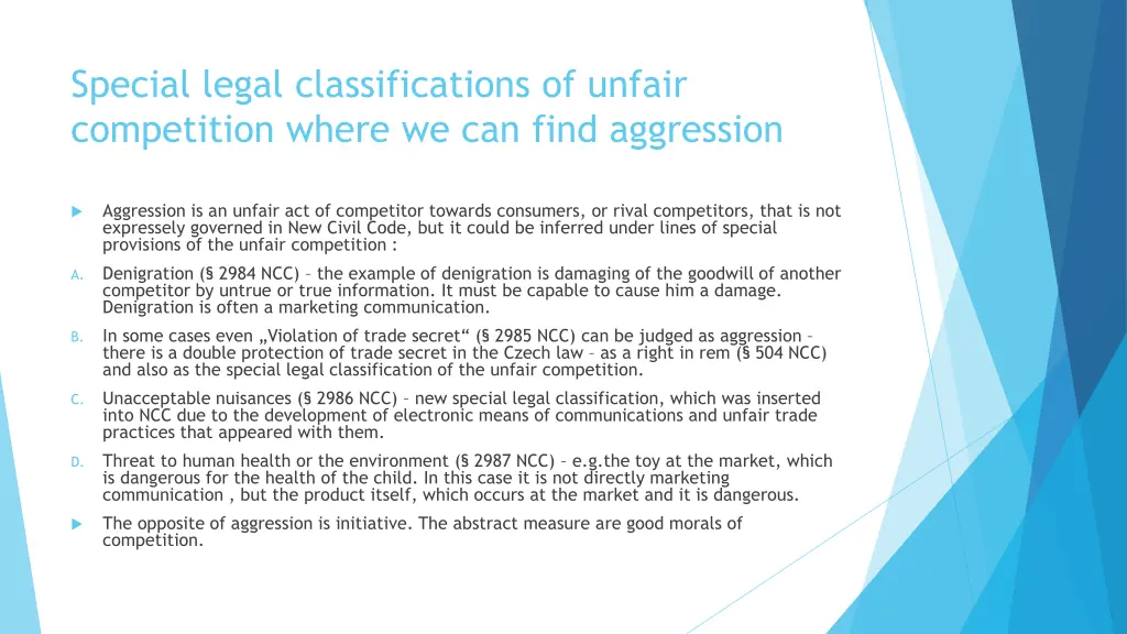 special legal classifications of unfair 3