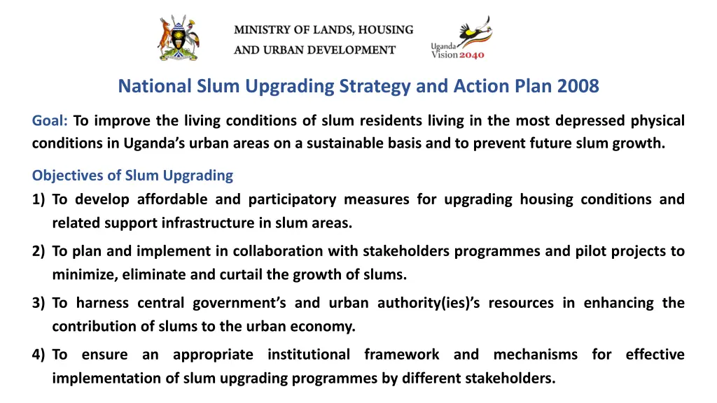 national slum upgrading strategy and action plan