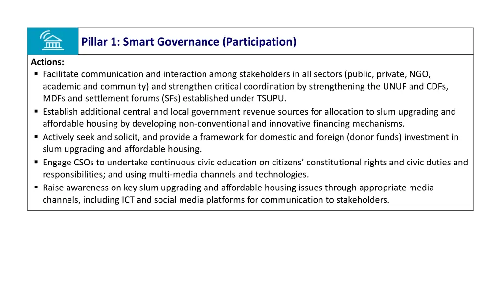 pillar 1 smart governance participation