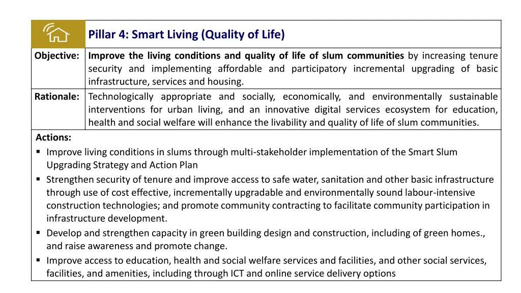 pillar 4 smart living quality of life