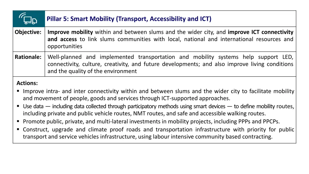 pillar 5 smart mobility transport accessibility