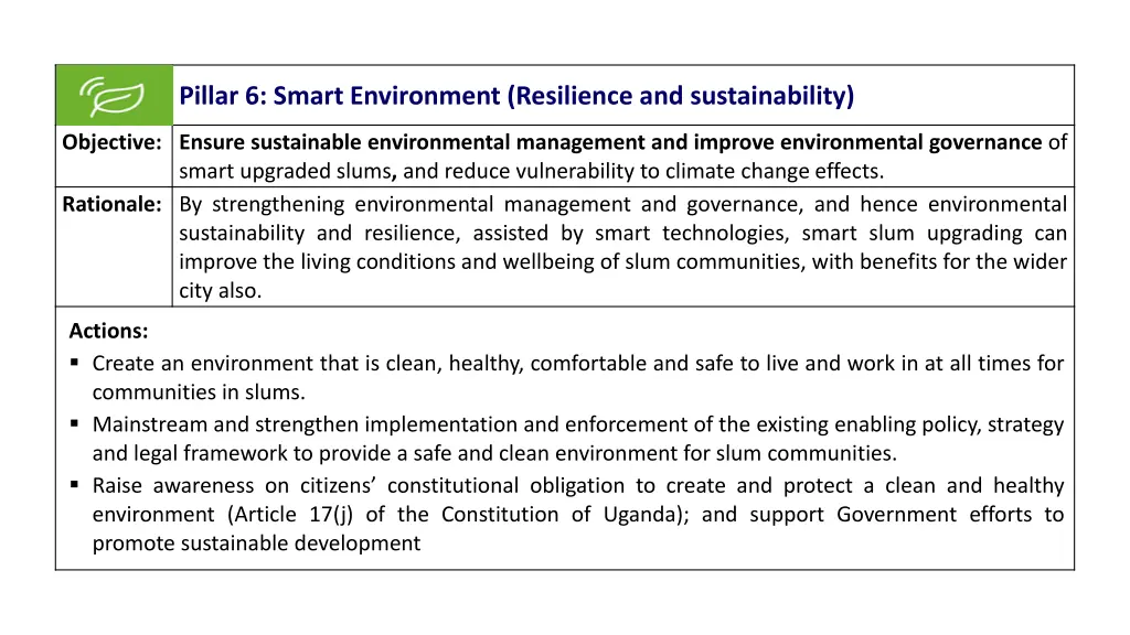 pillar 6 smart environment resilience