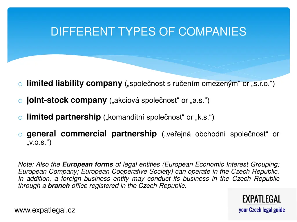 different types of companies