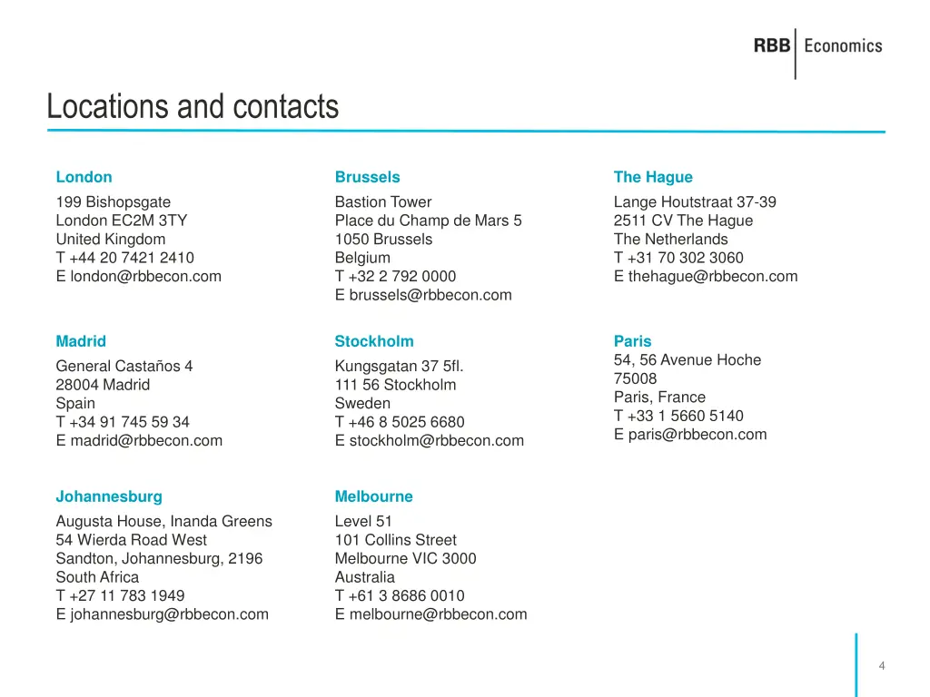 locations and contacts