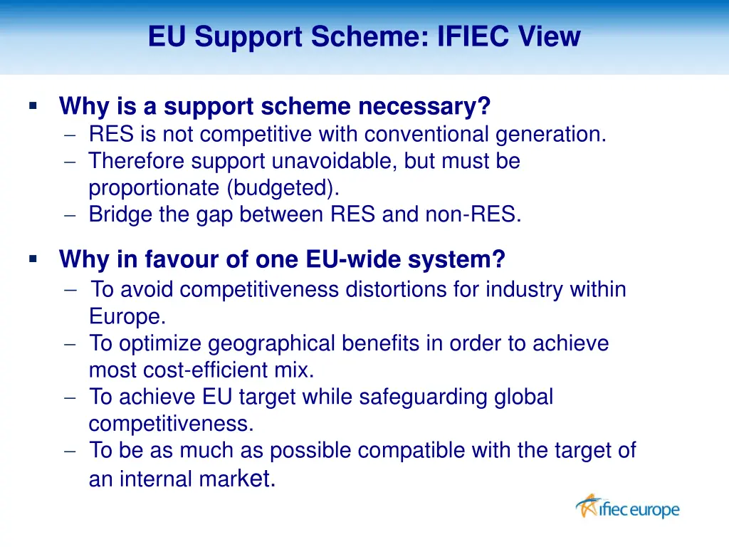 eu support scheme ifiec view