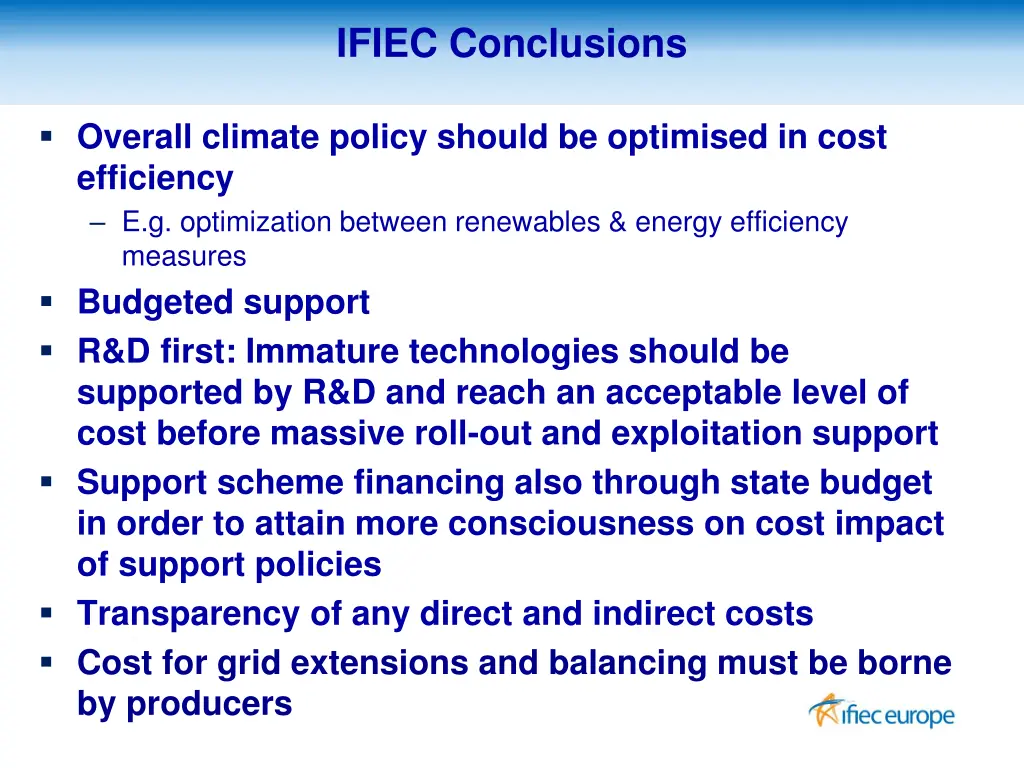 ifiec conclusions