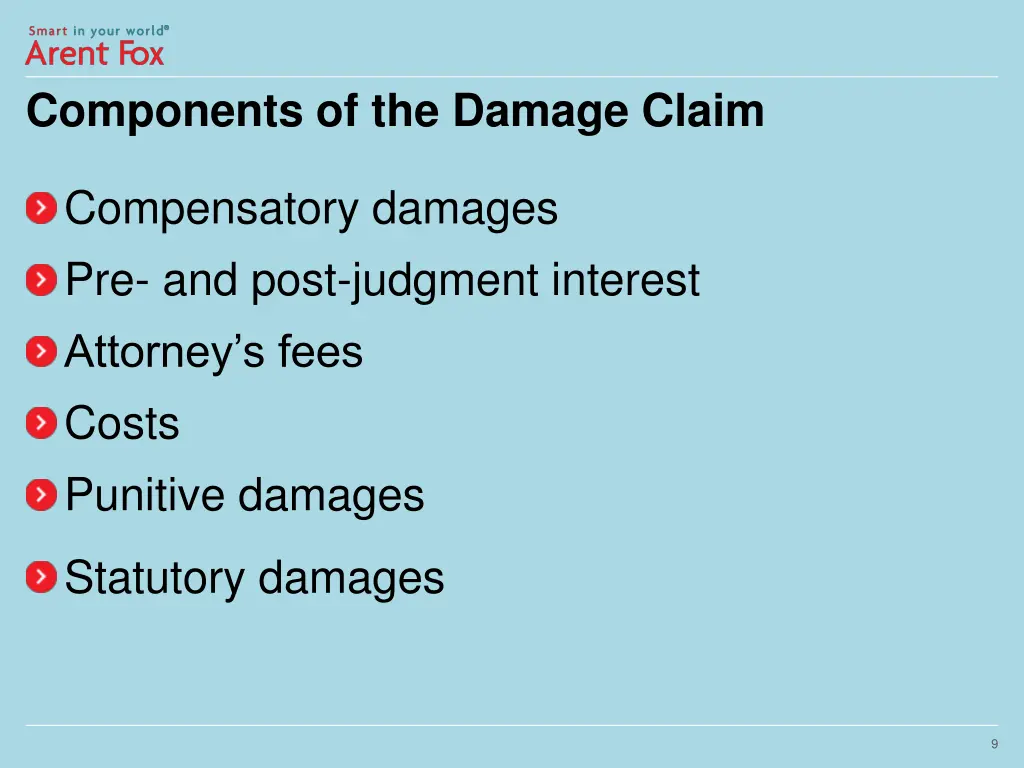 components of the damage claim