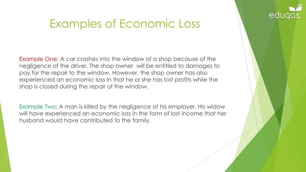 examples of economic loss