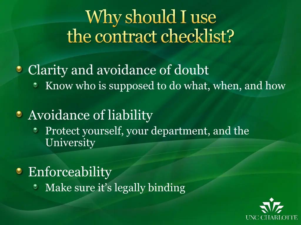 why should i use the contract checklist