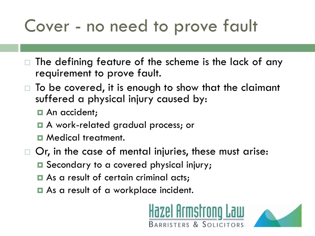 cover no need to prove fault