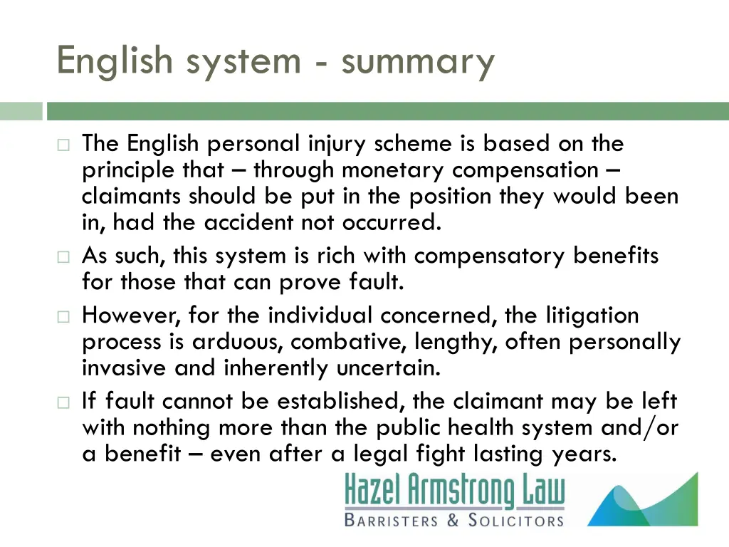 english system summary