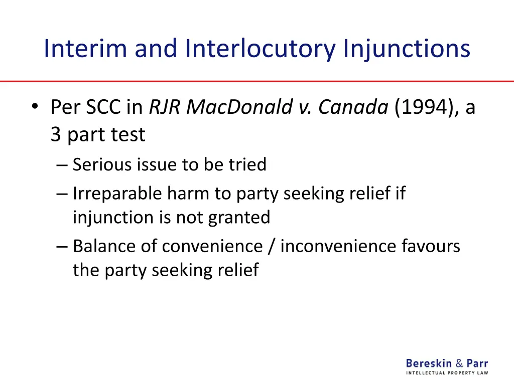 interim and interlocutory injunctions