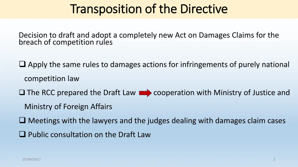 transposition of the directive transposition 1