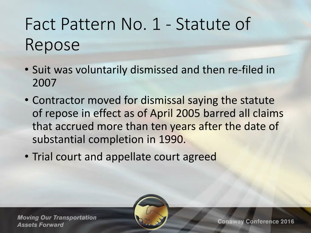 fact pattern no 1 statute of repose 1