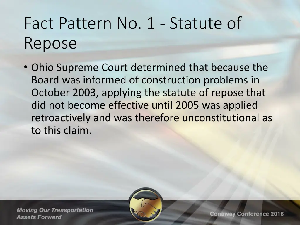 fact pattern no 1 statute of repose 2