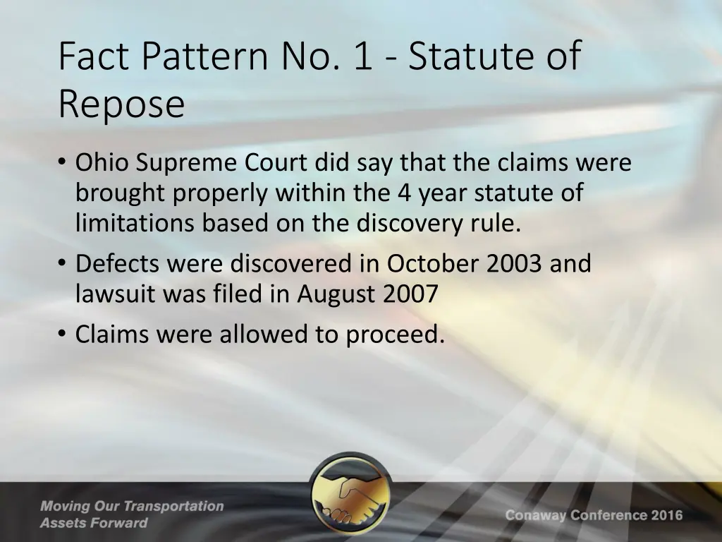 fact pattern no 1 statute of repose 3