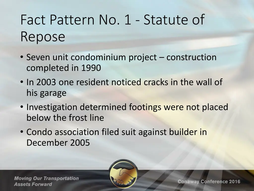 fact pattern no 1 statute of repose