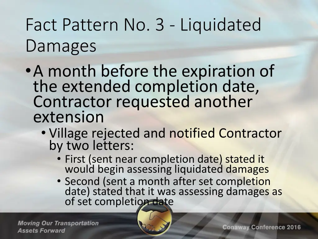 fact pattern no 3 liquidated damages a month