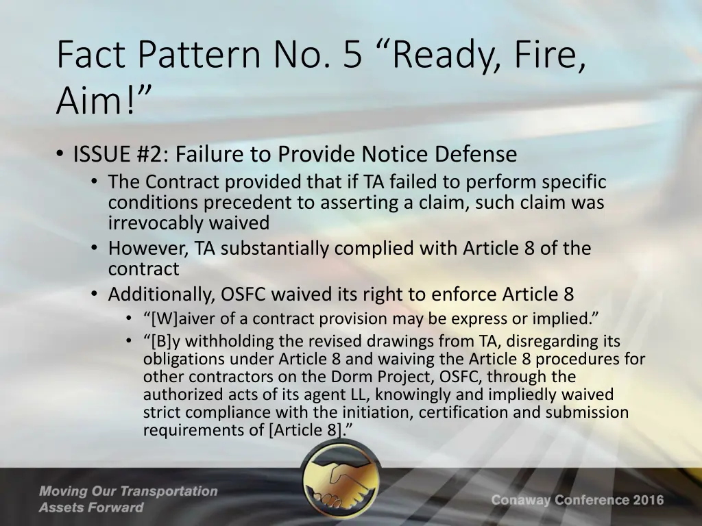 fact pattern no 5 ready fire aim 4